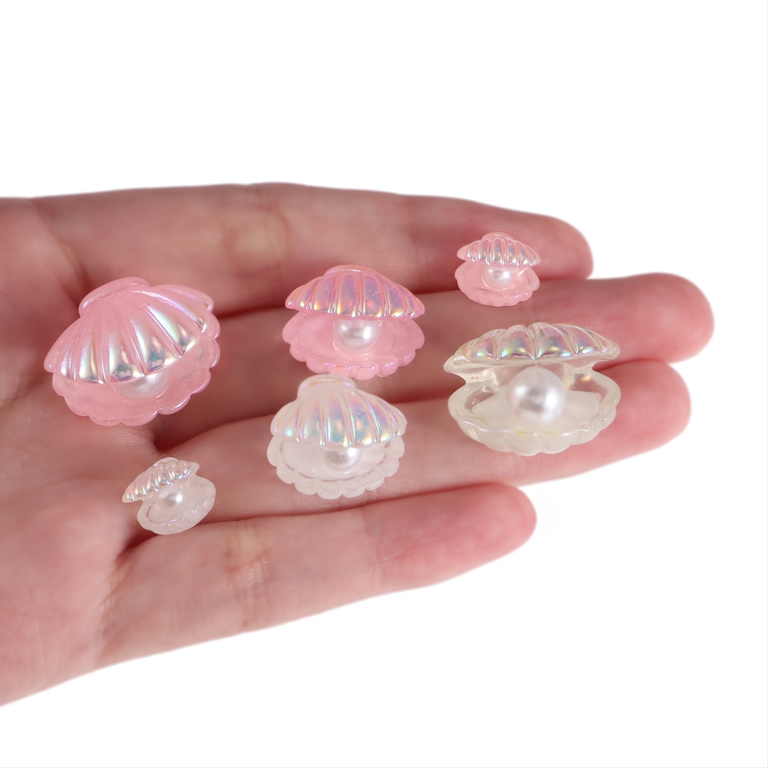 6pcs Colorful Mixed Pack Pearl Shells, Plastic Simulated