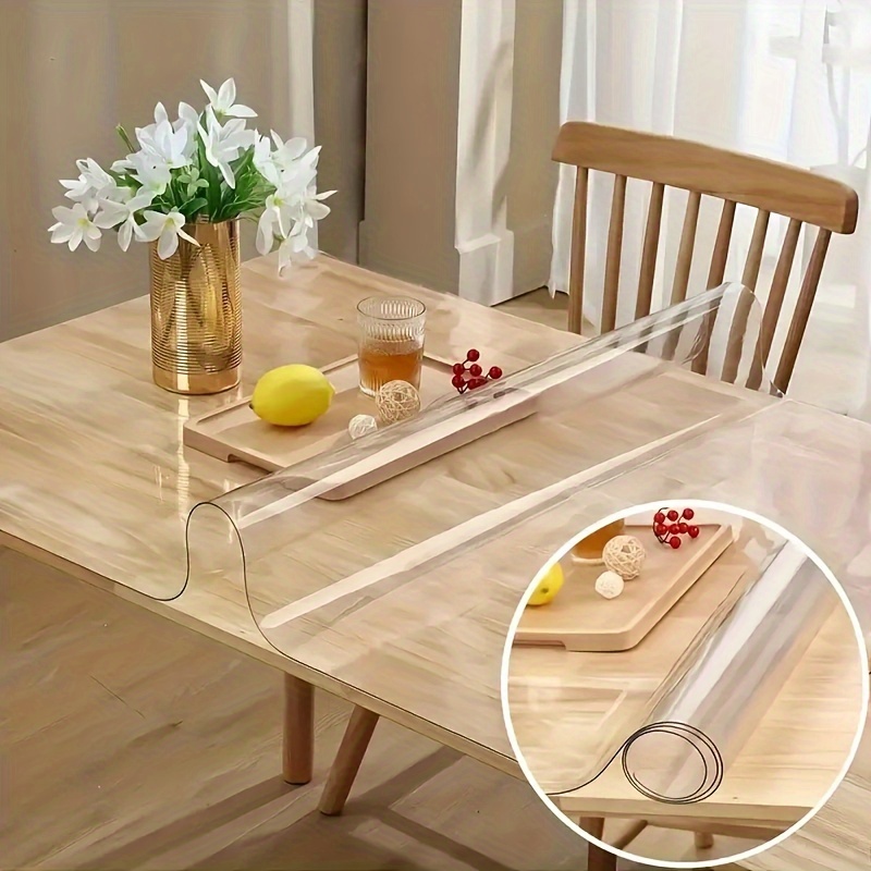 Protecteur de table rond transparent pour tables de salle à manger, sans  odeur, épaisseur de 2 mm, nappe en PVC transparent, imperméable, taille