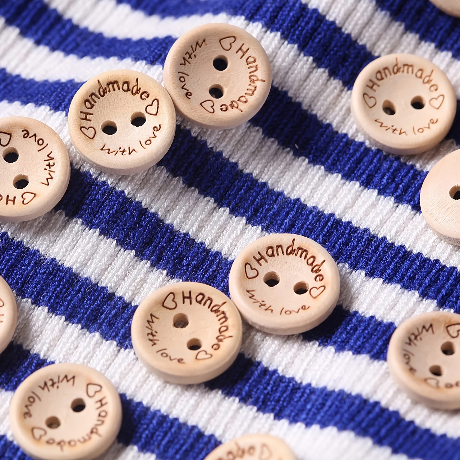 Handmade with Love Heart Dotted Circle Wood Buttons for Sewing Knitting  Craft