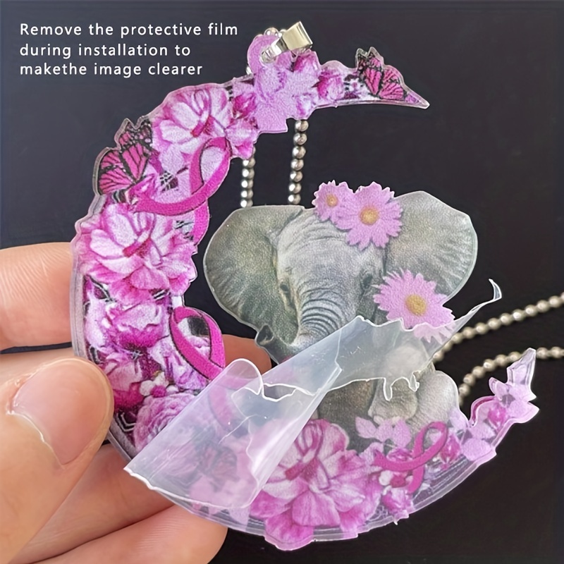 Flower And Moon Pattern Rearview Mirror Pendant 2d Acrylic - Temu