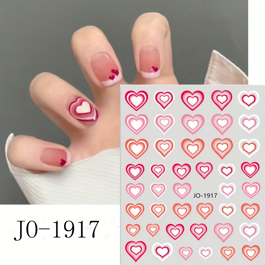  Red Nail Art Glitter Stickers Decals Heart Nail