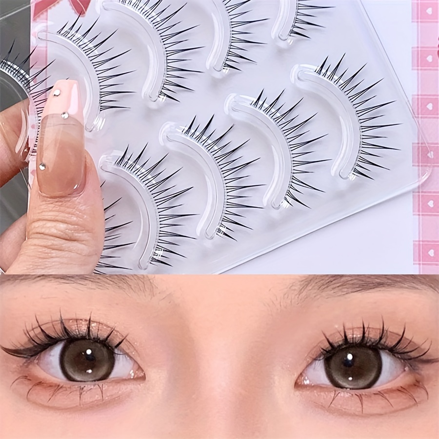 

5 Pair Korean Style False Eyelashes Cosmetic Fairy Soft Super Natural Daily Makeup False Eyelashes With Transparent Slender Stem