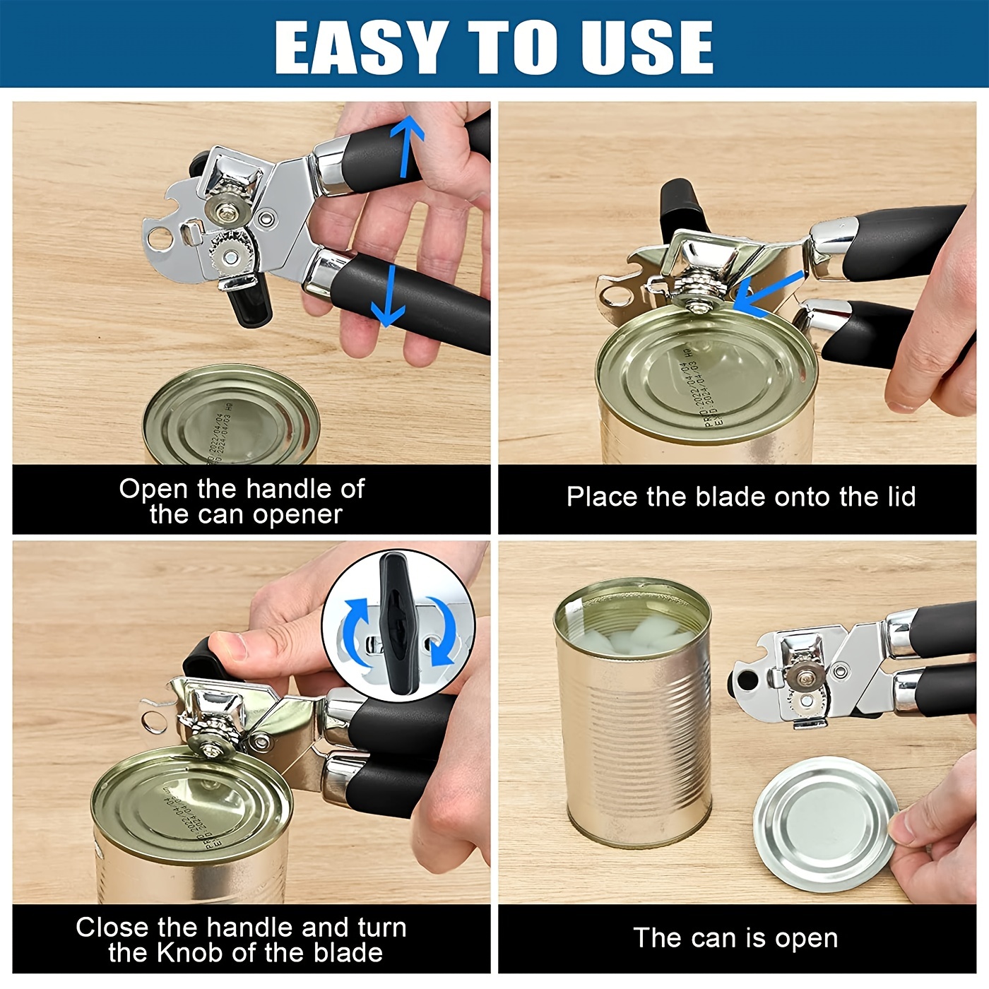 Can Opener, Three-in-one Manual Can Opener, Lid Opener