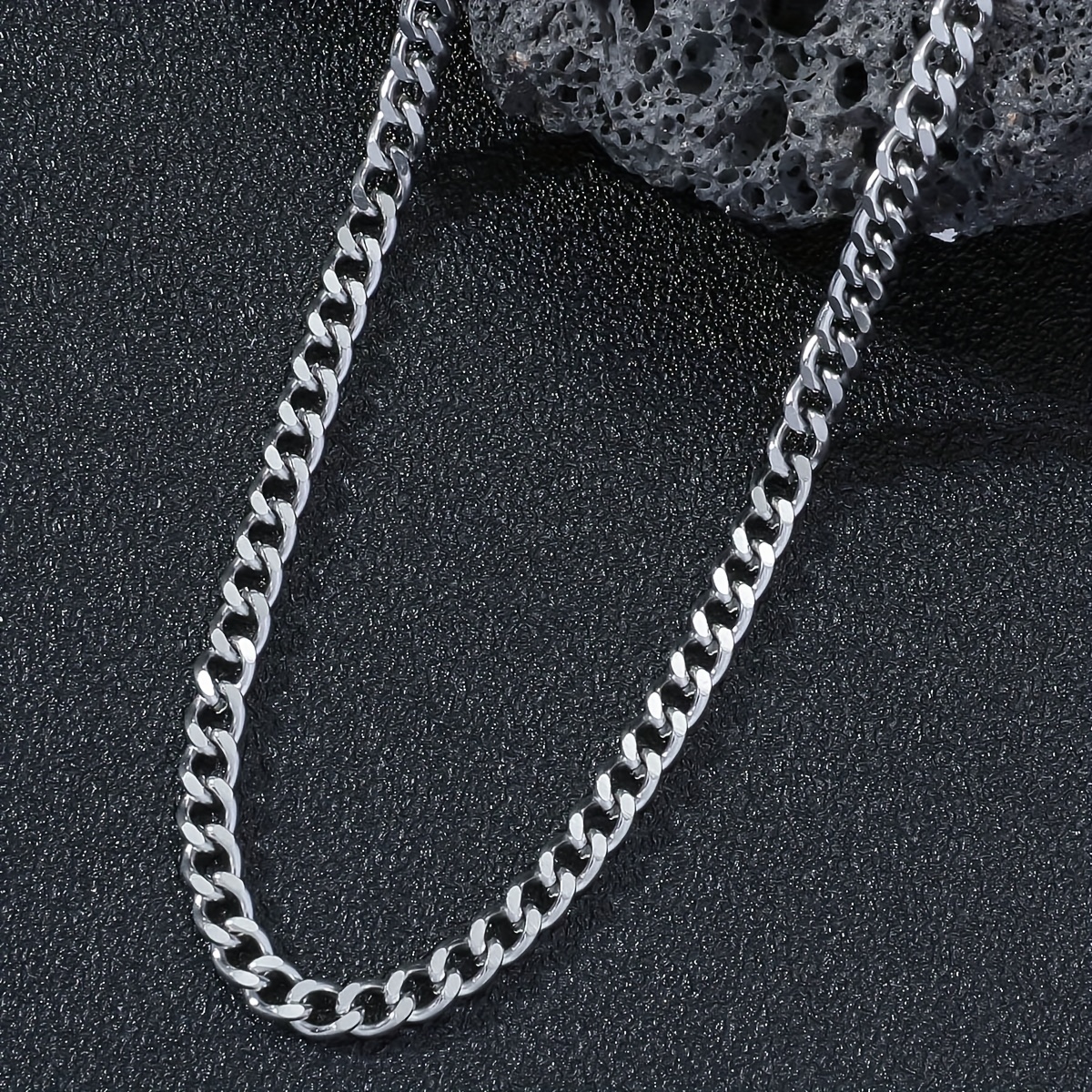 Stainless Chain Necklace for Men Women Link Chain Black Gold Silver Color  Punk Choker Fashion Male Jewelry Gift Black 3mm x 50cm 