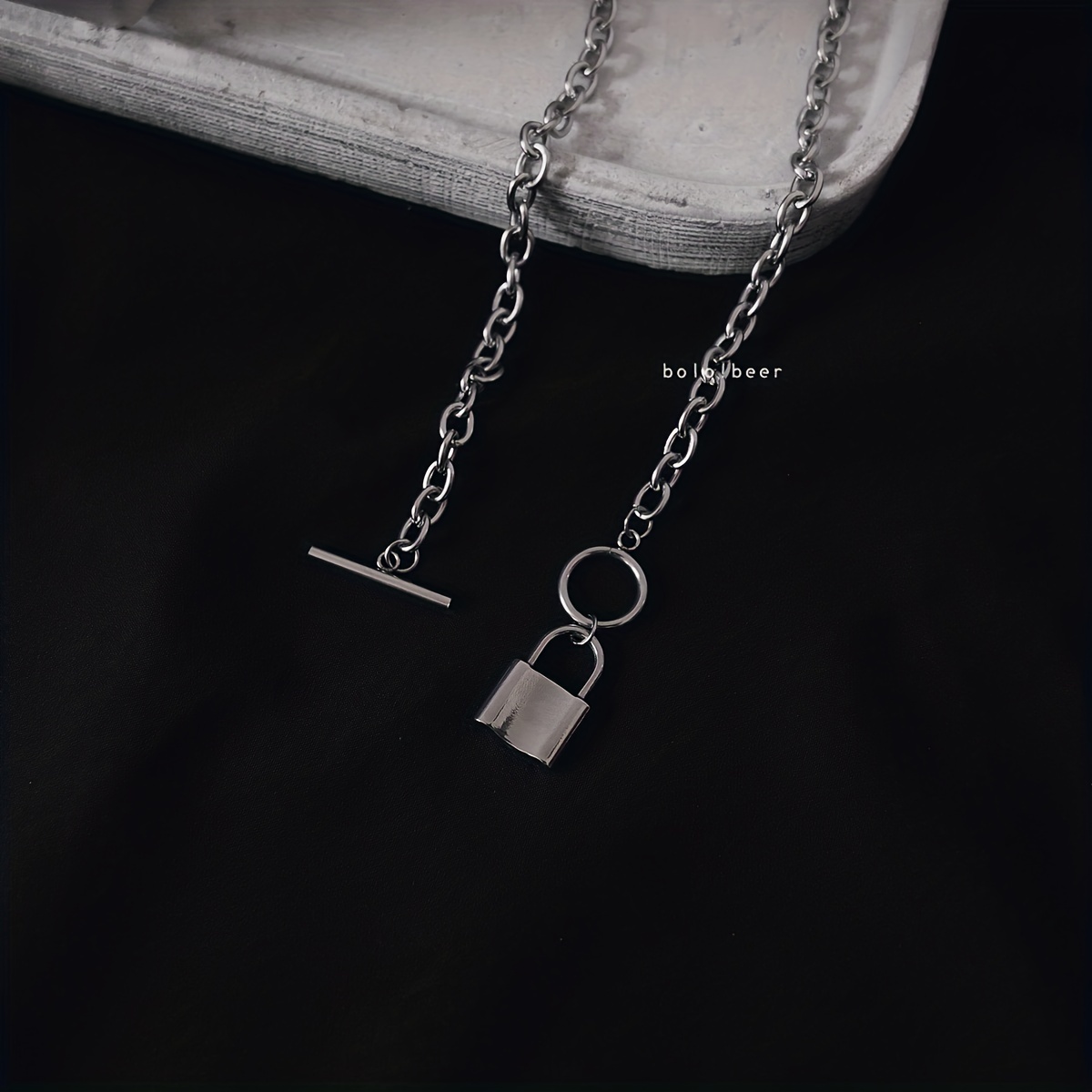 1pc Mens Fashion Gothic Meaning Lock Love Lock Pendant Necklace