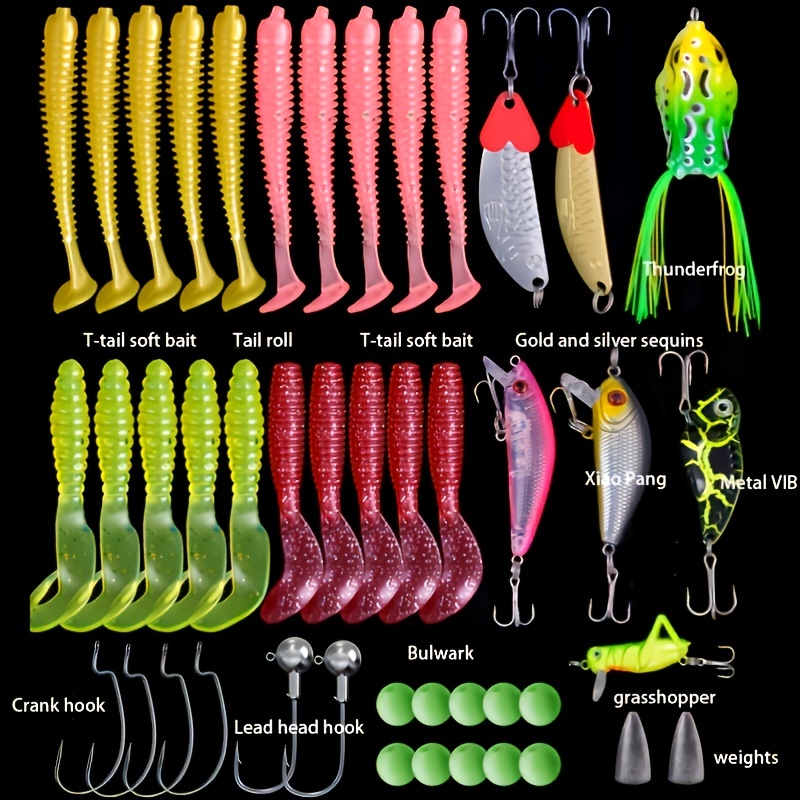 Fishing Lures Kit for Freshwater Bait Tackle Kit for Bass Trout Salmon  Fishing Accessories Tackle Box Including Spoon Lures Soft Plastic Worms  Crankbait Jigs F - China Bass and Summer price