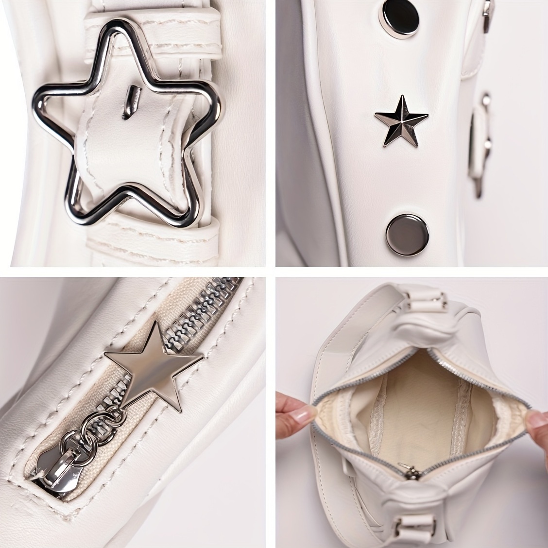 Star Pattern Zipper Underarm Bag Y2K Style Shoulder Bag