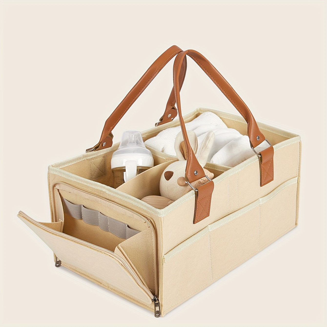 Light Grey Foldable Mommy Diaper Bag with Large Capacity