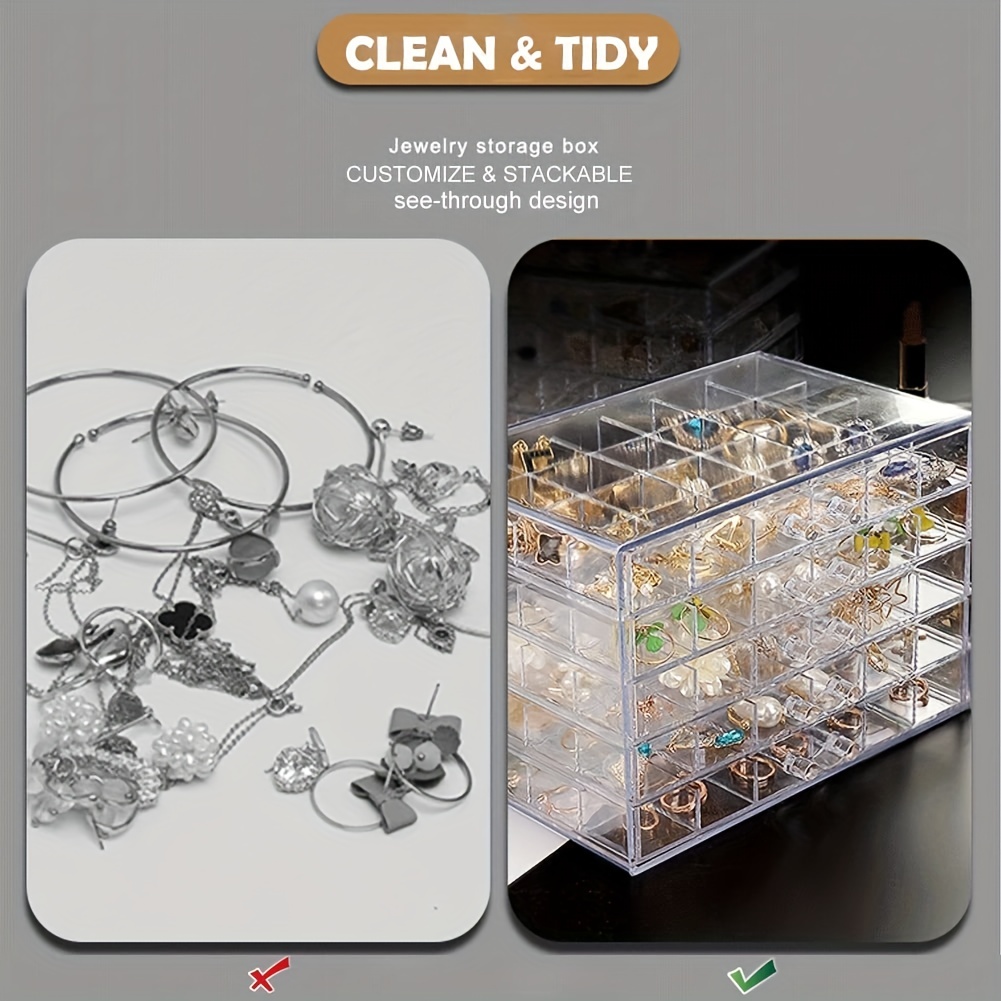 Clear Plastic Jewelry Organizer Box Earring Storage Organizer
