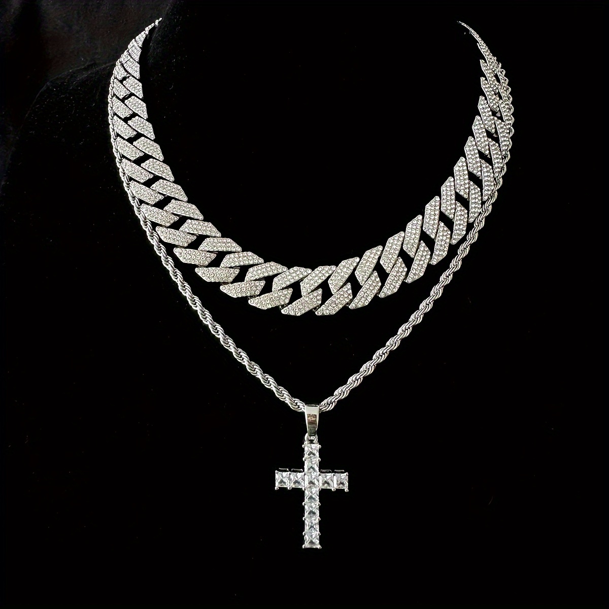 Temperament Cross Pendant Men Necklace Classic Simple Stainless Steel Chain  Necklace For Men Jewelry Gift Collares