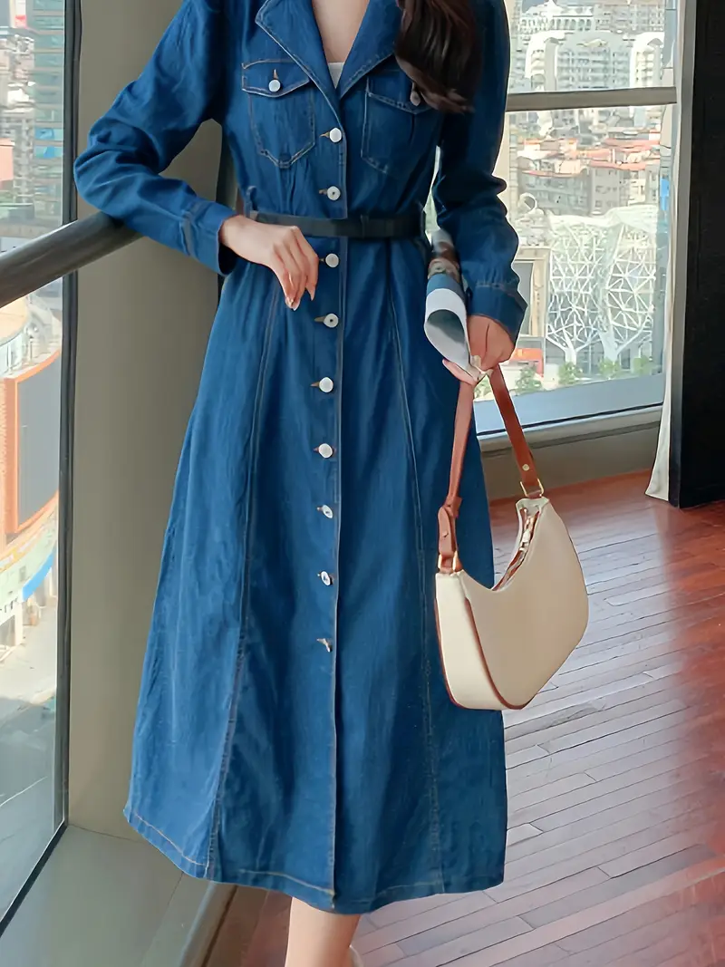 plus size belted denim dress Free Shipping! ELOQUII Elements Women's Plus Size Bold Versatile Belted Denim Jacket Dress
