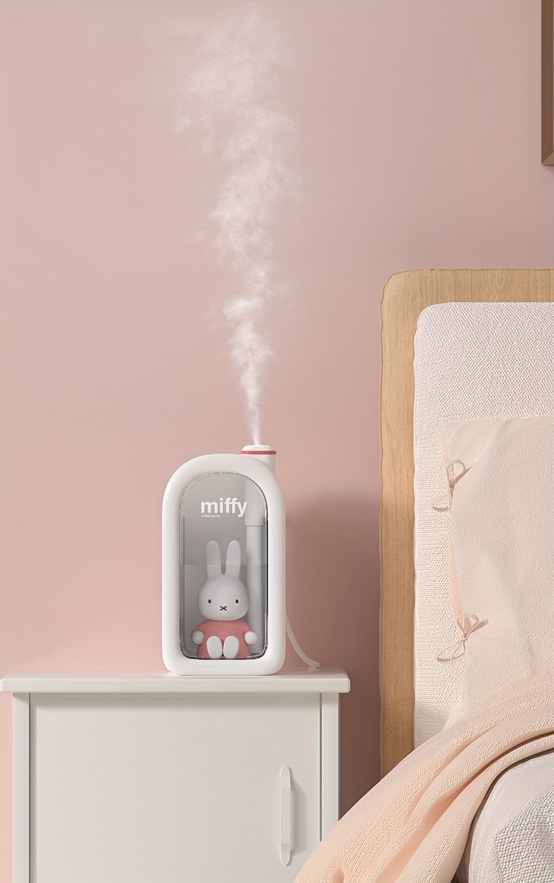 1pc 380ml cool mist humidifier cute rabbit air humidifier 380ml enlarge water tank 50ml h spray volume 2 working modes intermittent mist 3seconds on 3 seconds off continuous mist home decor room decor back to school supplies winter essential details 3