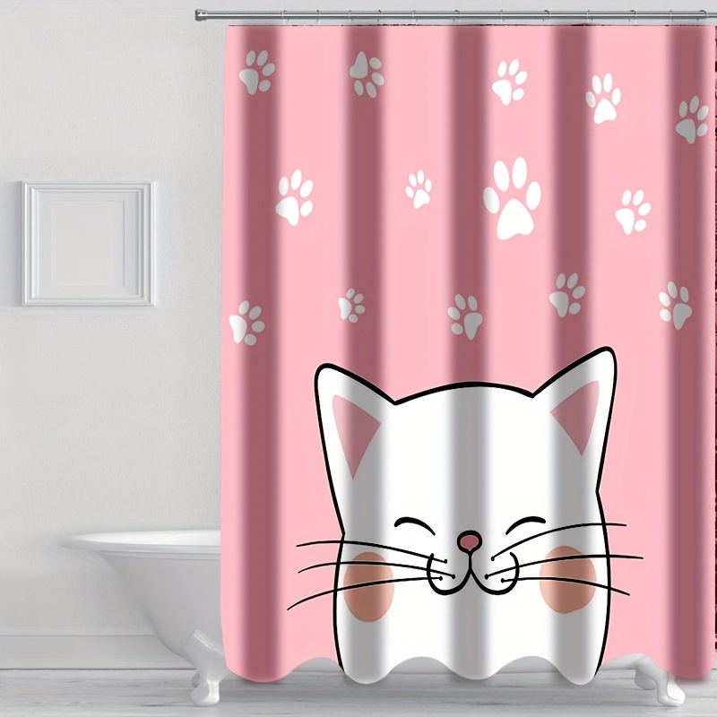 Pink Hello Kitty Shower Curtain Non-slip Bath Mat Rug Lid Cover