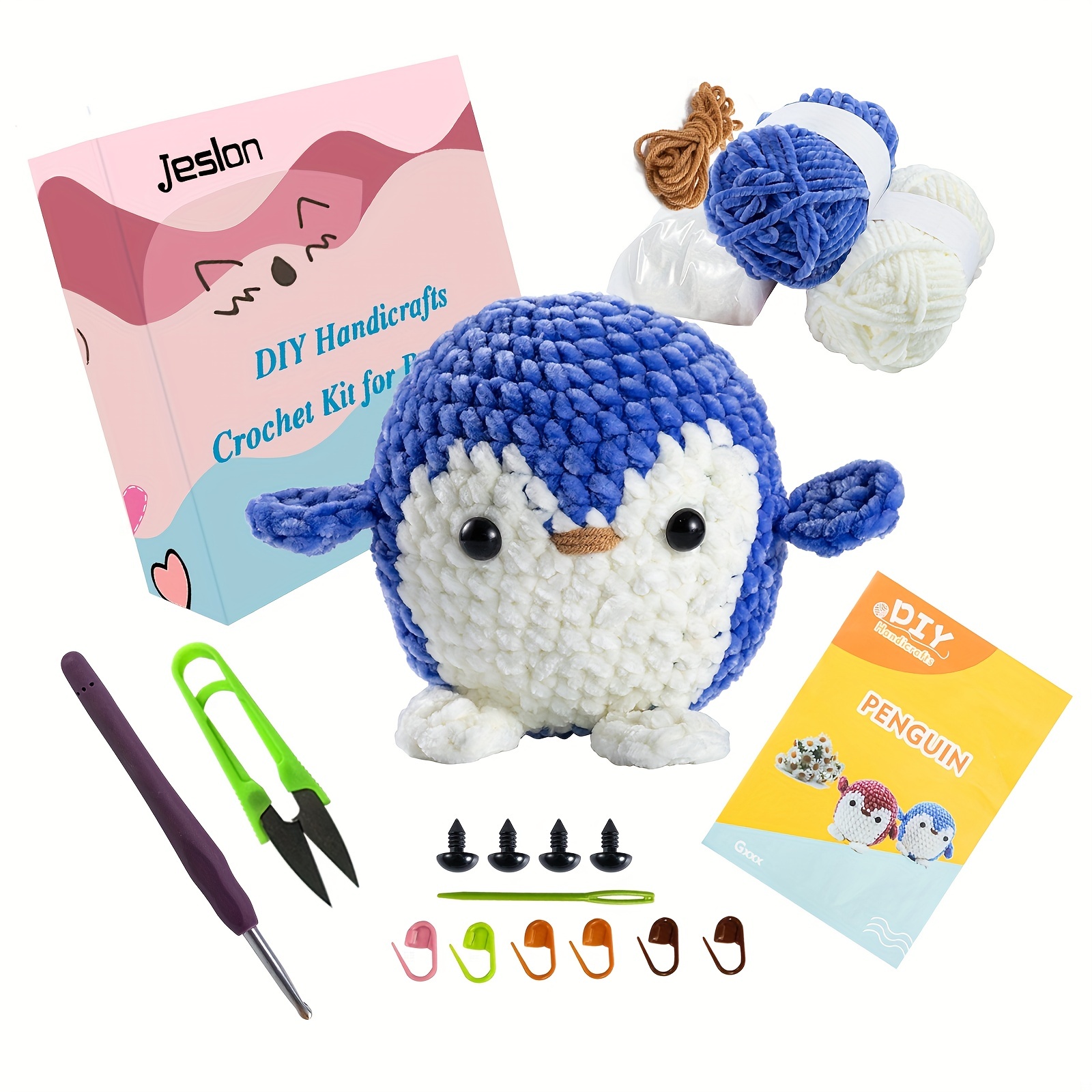 1set Crochet Kit Material Pack, Cute Penguin Designed For Beginners,  Included Video Tutorials, Instructions, Three Strands Of Chenille, Crochet  Hook