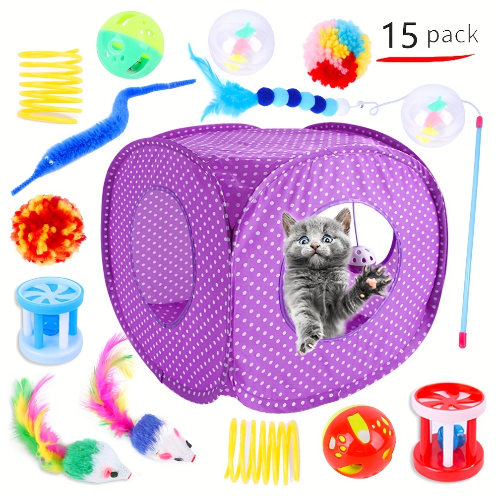 Cat Activity Center Mat Tent With Hanging Toys