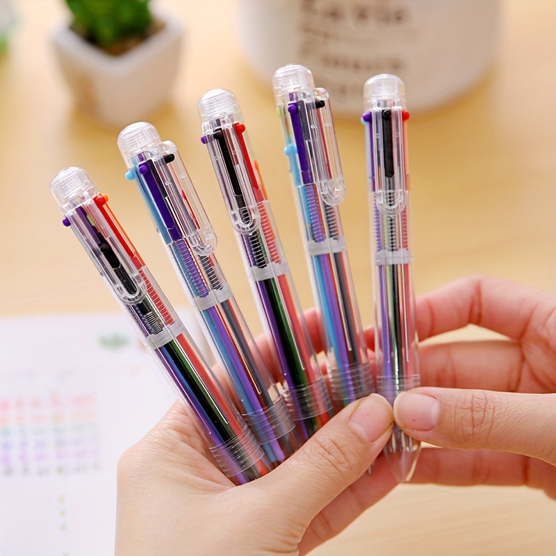 1pc Personality Creative Stationery Cartoon Multi-color Pen Ballpoint Pen  Press Pen Color Personality Oil Pen 6 Color Ballpoint Pen