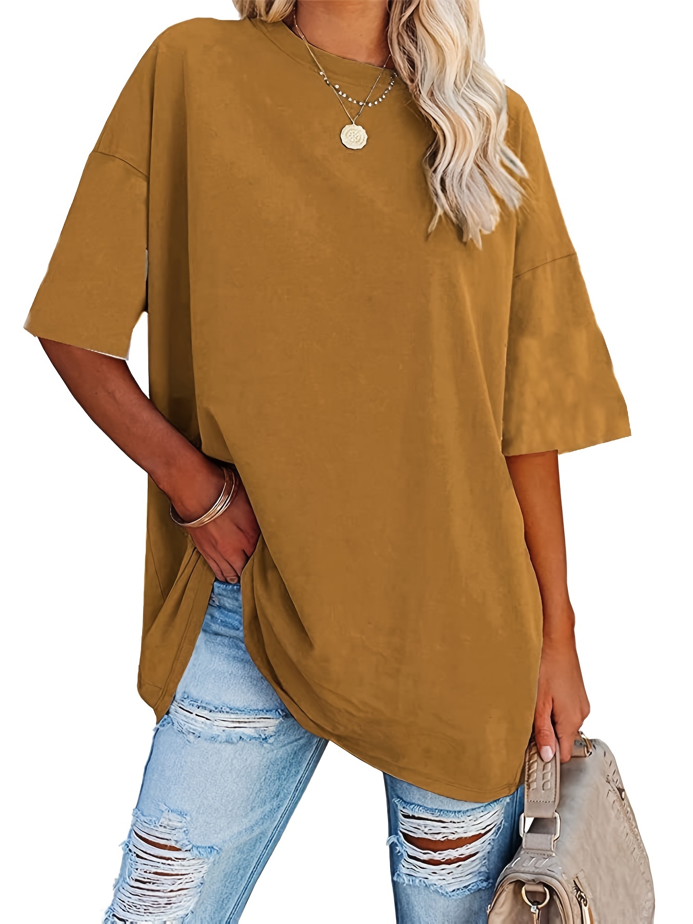Womens Fall Fashion 2023 Plus Size Tops Dressy Casual V Neck Long Sleeve T  Shirts Oversized Sweaters for Women Clothing Apricot L at  Women's  Clothing store