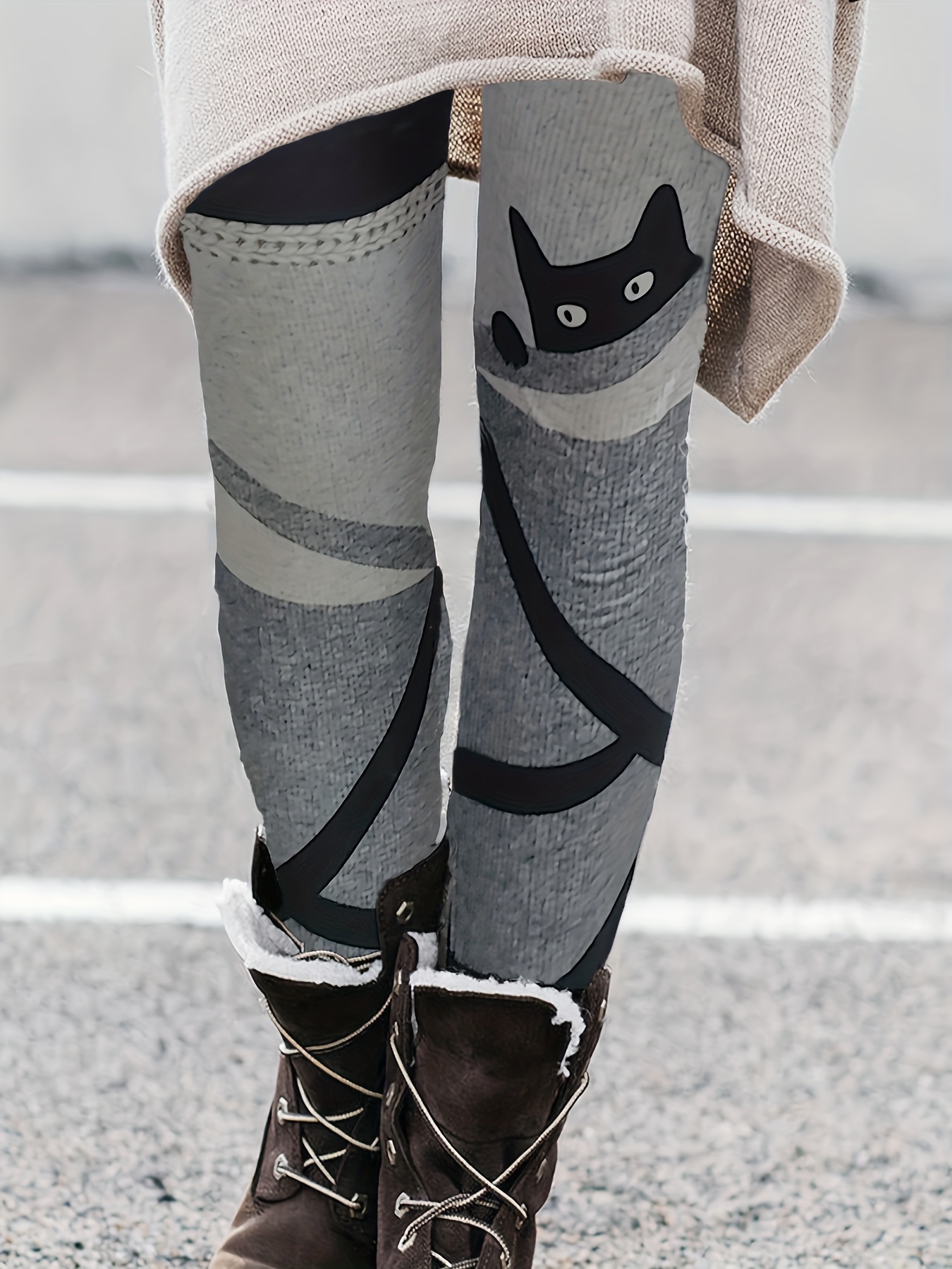 Cat Print Leggings - Temu