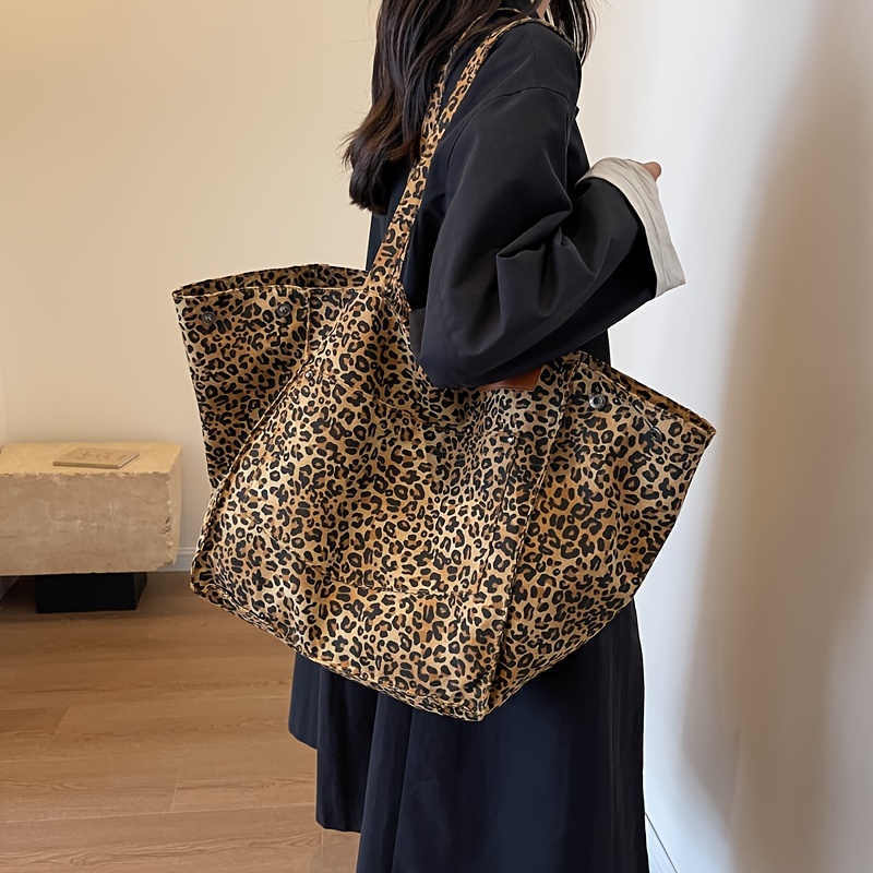 

Stylish Leopard Print Tote Bag, Large Capacity Shoulder Bag, Perfect Underarm Bag For Commuting
