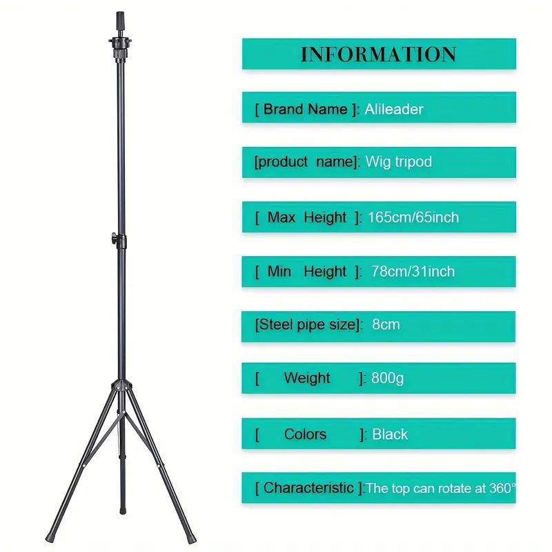 59.06inch Adjustable Tripod Stand Holder Mannequin Head Tripod Hairdressing  Training Head Holder Top Selling Hair Wig Stands Tool