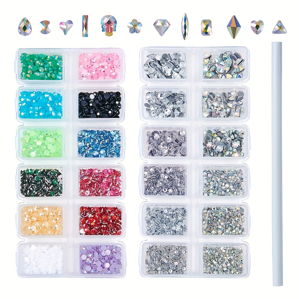 Flat Back Rhinestones Mixed Sizes Glass Crystal Flat Back - Temu