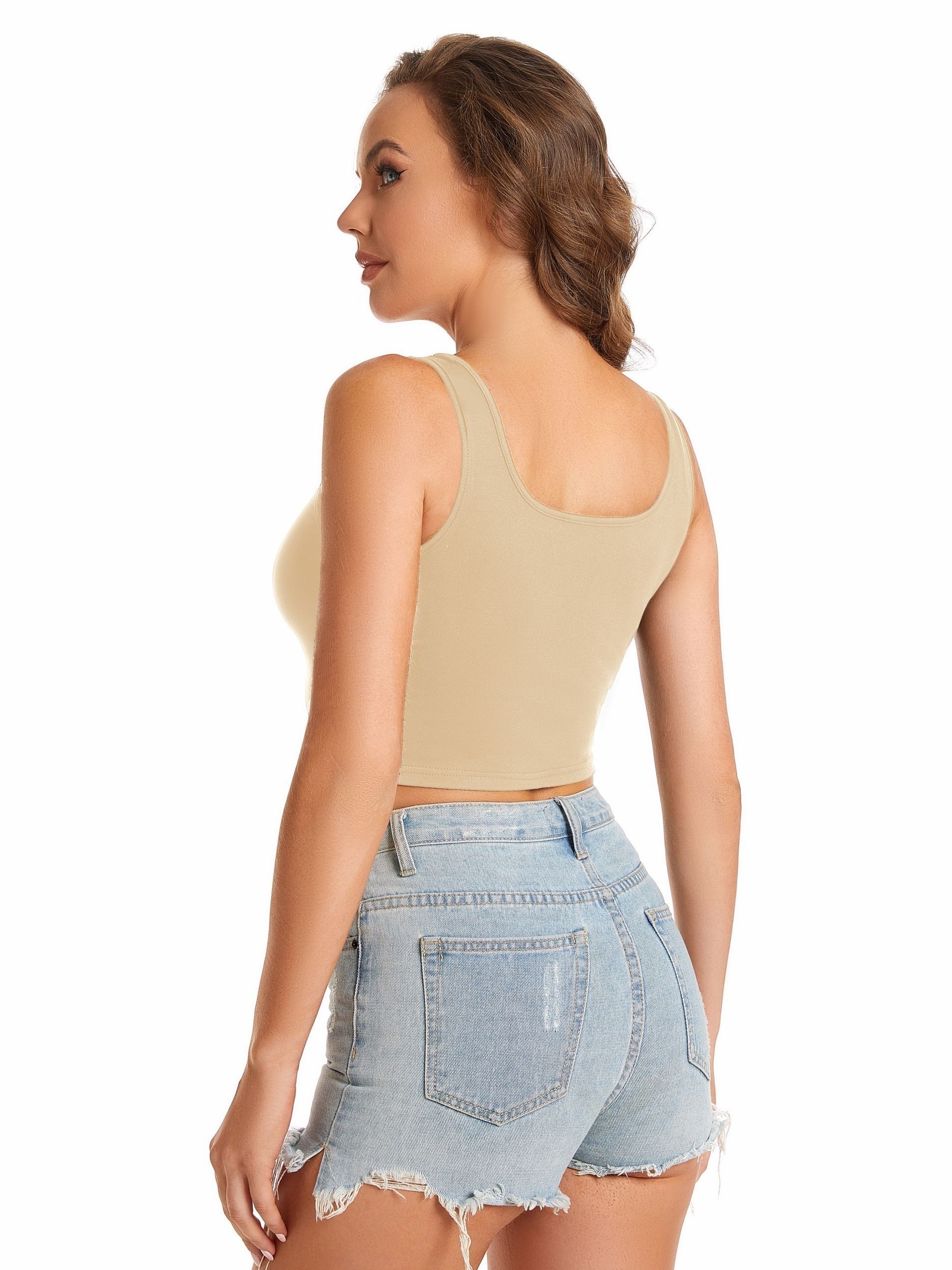 Crop Tank Top, Sleeveless Workout Yoga Casual Top For Summer & Spring, Women's Clothing