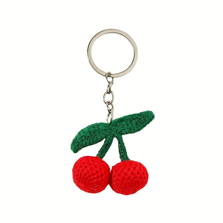 1pc Crochet Cherry Charm Keychain, Car Key Bag Pendant Accessories, for Men,Temu