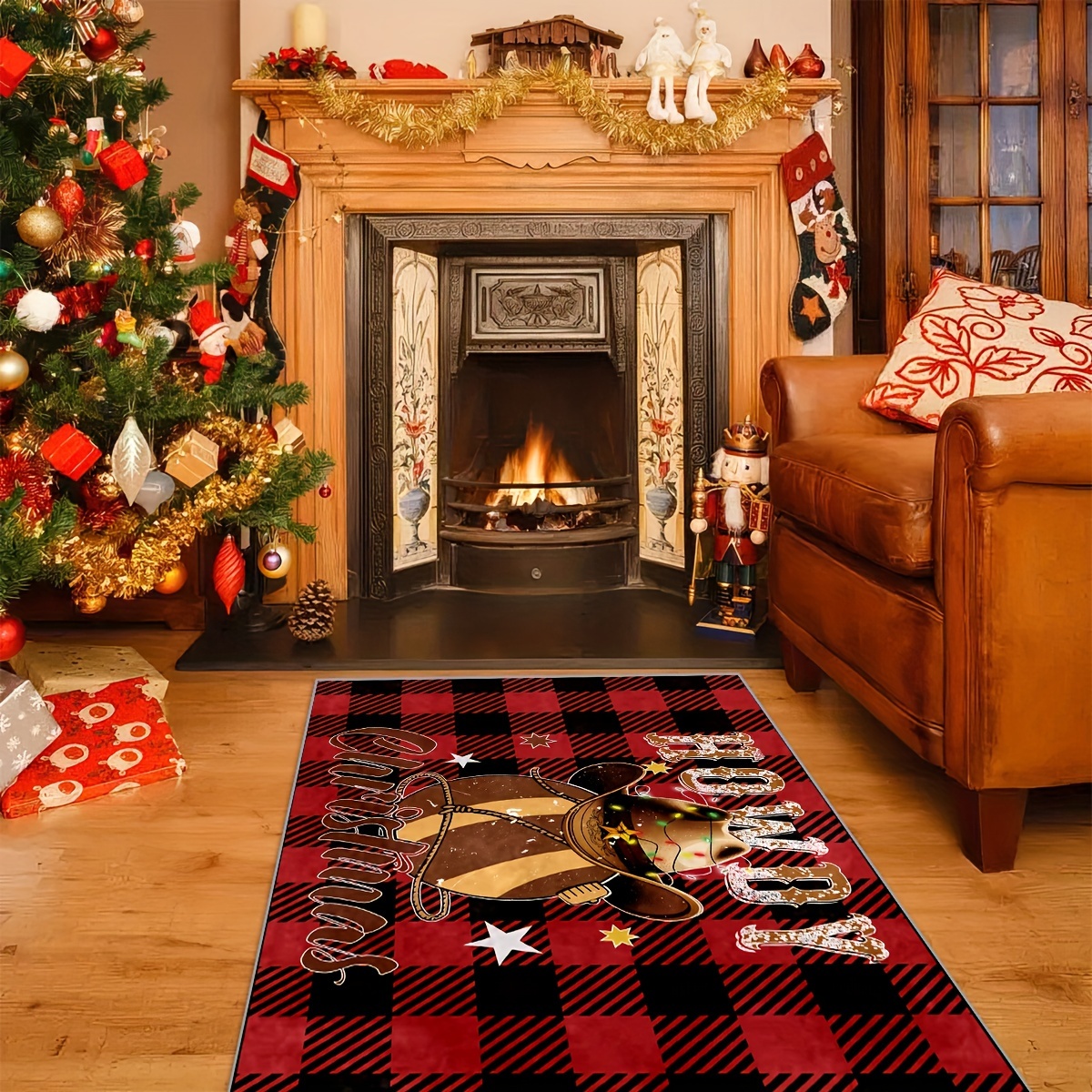 Christmas Kitchen Rug Floor Mat Christmas Ugly Cow Christmas - Temu