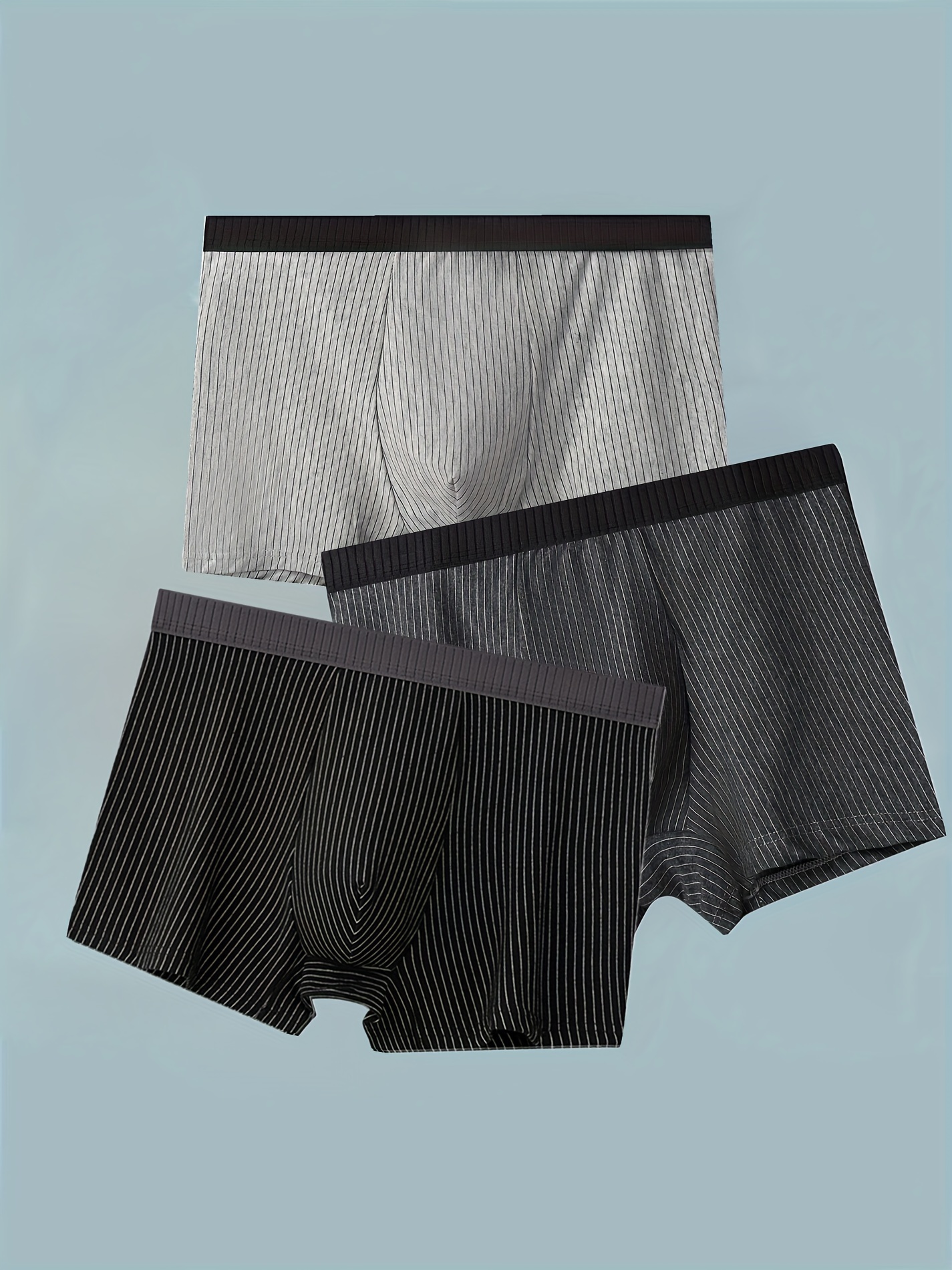 Men's Cotton Boxers Briefs Striped Breathable Soft Comfy - Temu