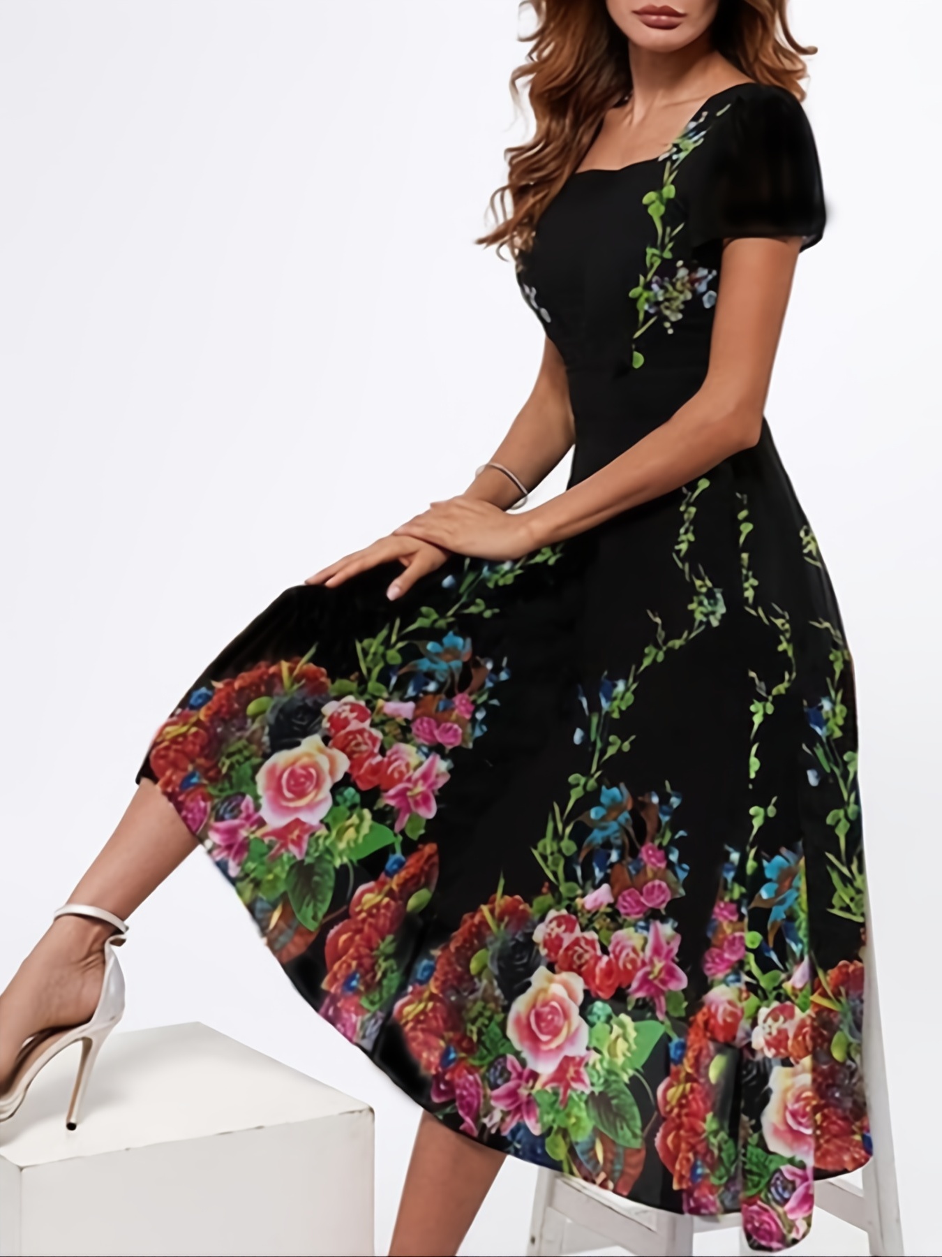 Floral Ruched Dress  Classy outfits, Red and black outfits, Event dresses