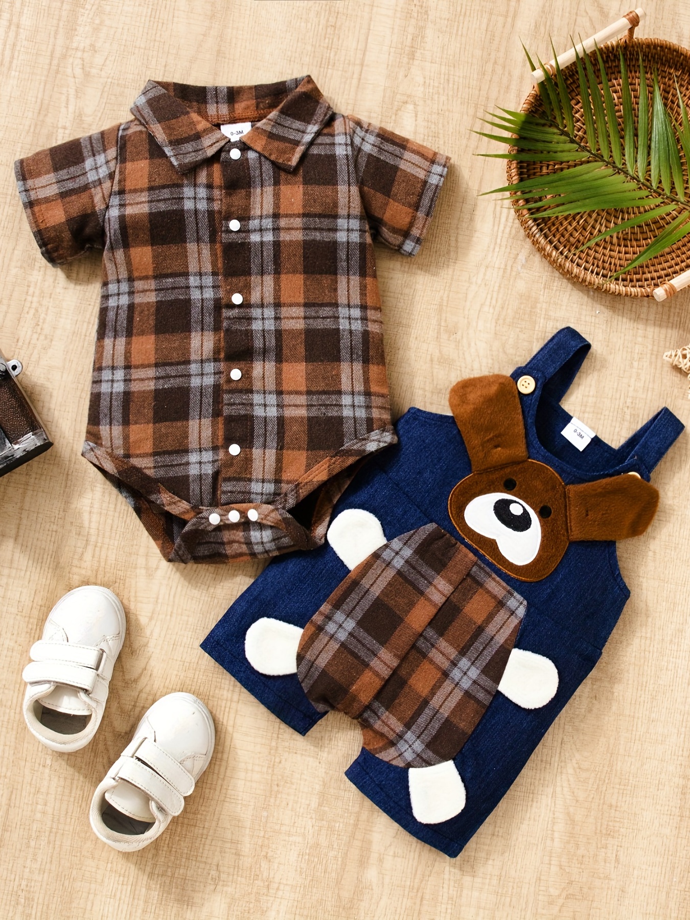 Baby Boys Plaid Stylish Matching Set Tees Top & Shorts Outfit - Temu