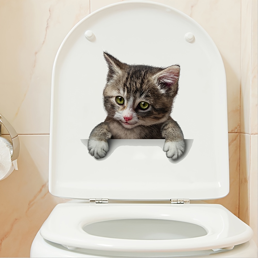 1 Stück niedlicher Cartoon-Katzen-Toilettenaufkleber, glückliche