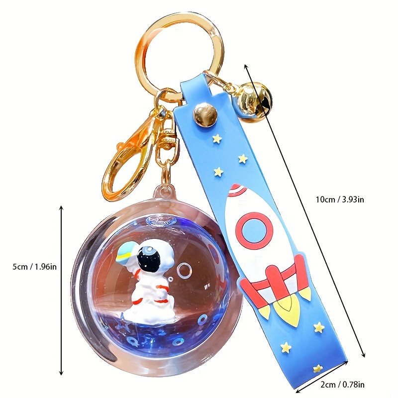 Rocket Keychain Kawaii Astronaut Liquid Key Chain Cute Space 