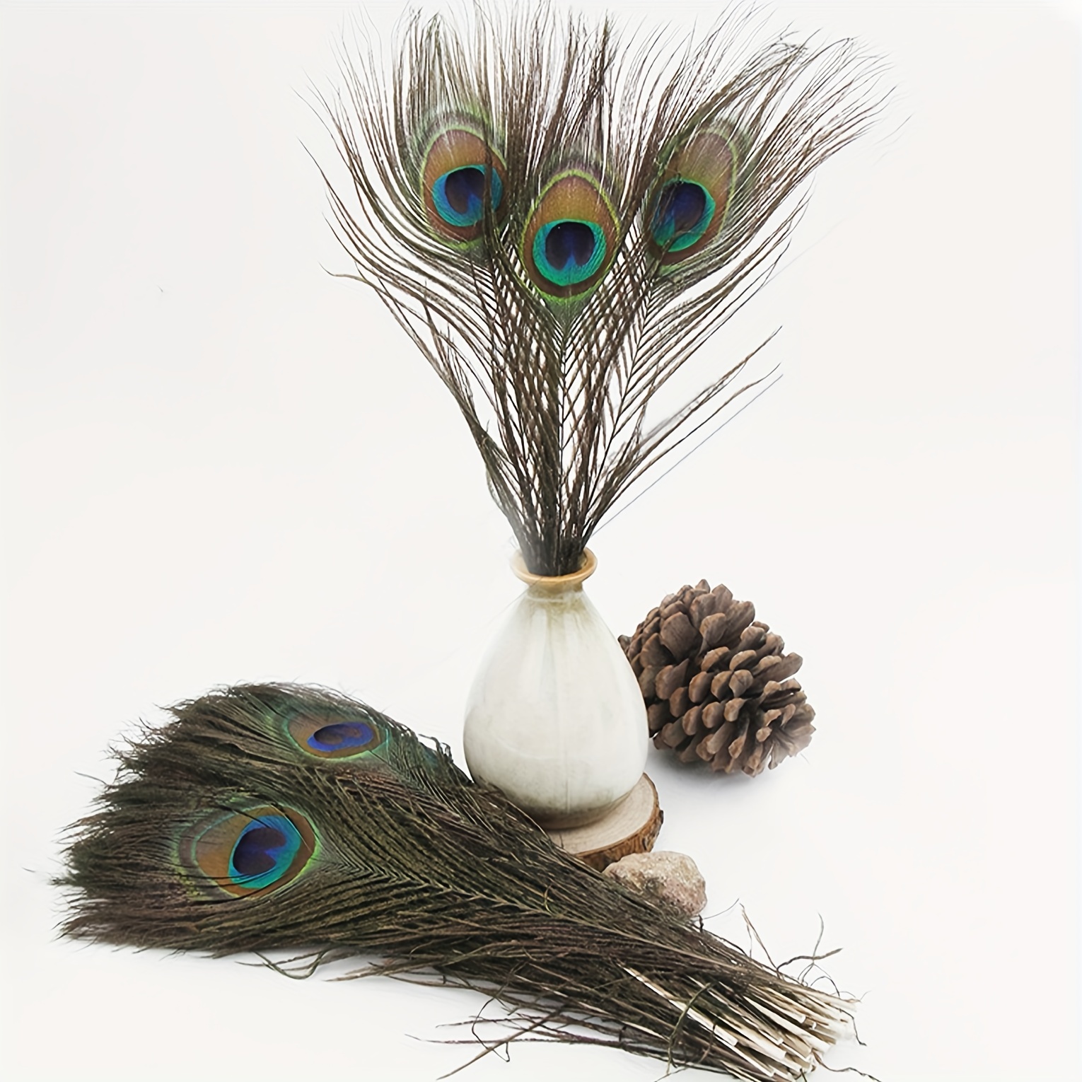 10 piezas de plumas de pavo real naturales, plumas largas y hermosas para  manualidades DIY, decoración de fiestas, bodas, vacaciones y hogar