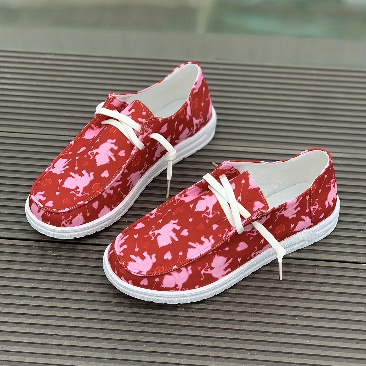 Women's Cartoon Heart & Icecream Skateboard Shoes