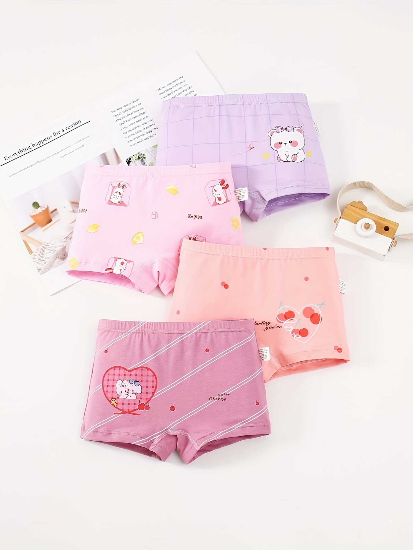 Children's Underwear Girls Cotton Boxer Shorts Cute Cartoon - Temu