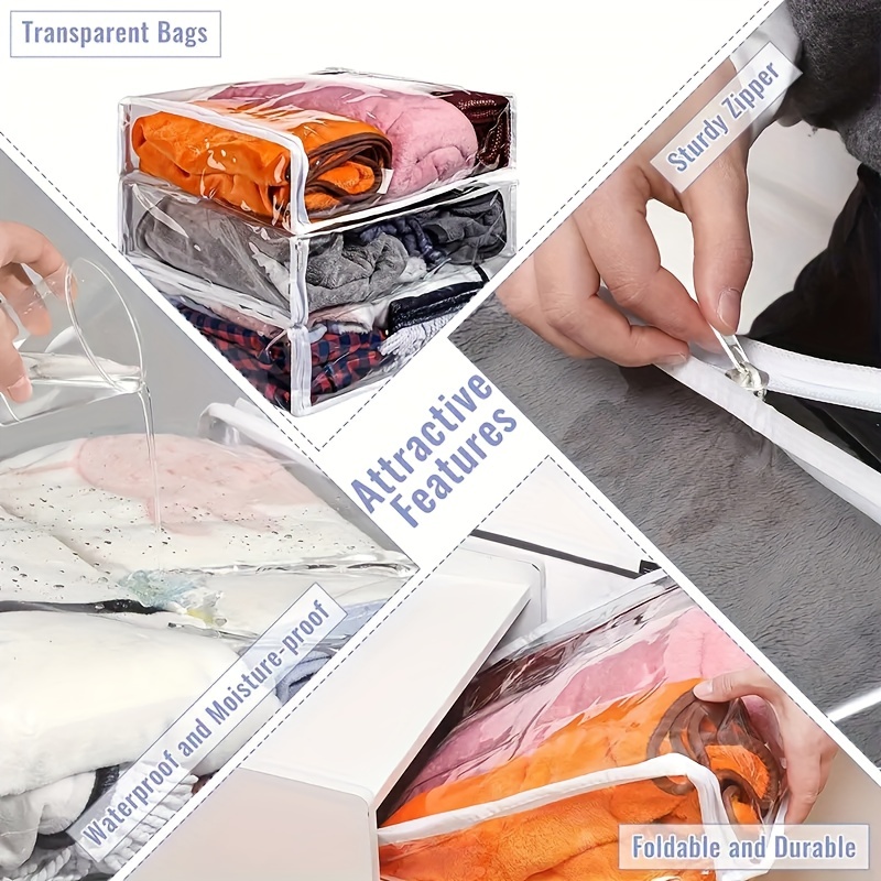  Jumbo Size Clear Flexible Zipper Storage Bags Organizer, for  Clothes, Bedding, Quilts, Blankets, Flexible Thick Plastic Totes for Easy  and Convenient Storage, Travel, Underbed, Closet Organization : Home &  Kitchen