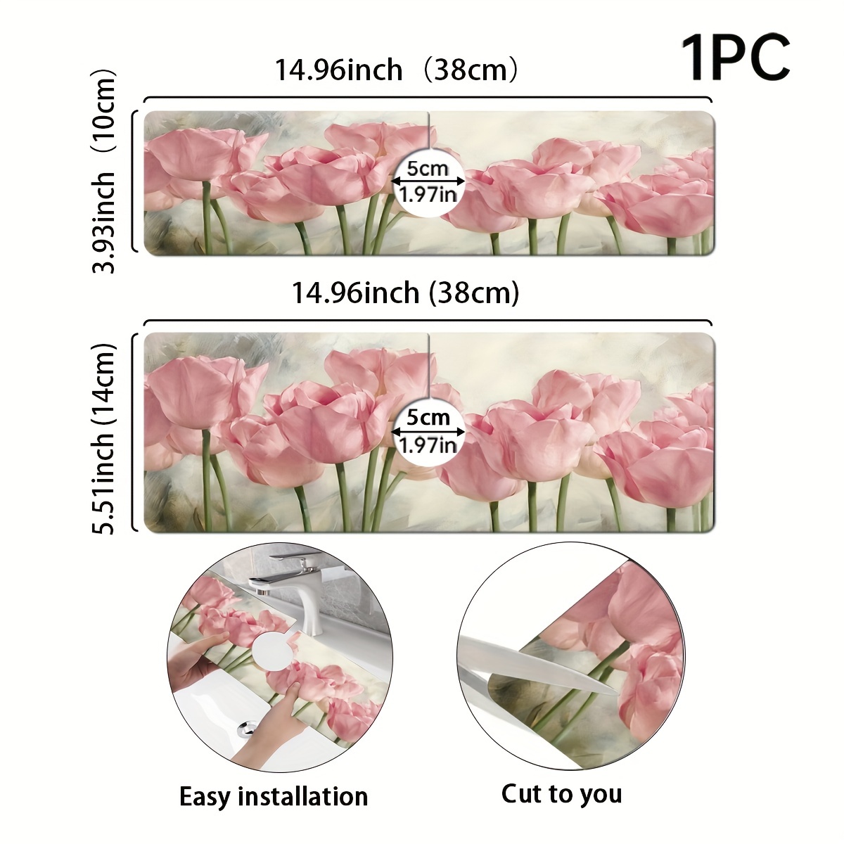 1pc Tulip Pattern, Bibcock Water Absorption Pad, Drainage Pad, Kitchen,  Bathroom Sink, Table Top, Drainage Pad, And Cuttable Quick-drying Pad Sink  Faucet Draining Mat, Dining Table Pad, Bathroom Diatom Mud Absorbent Pad