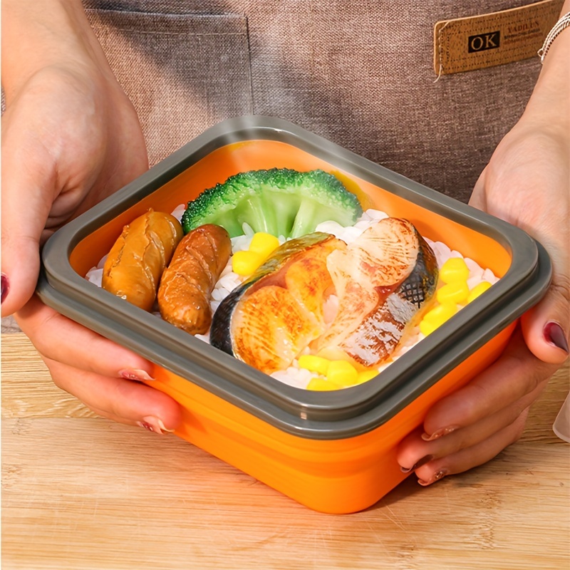 Silicone Lunch Box Folding Bowl Portable Outdoor Crisper - Temu