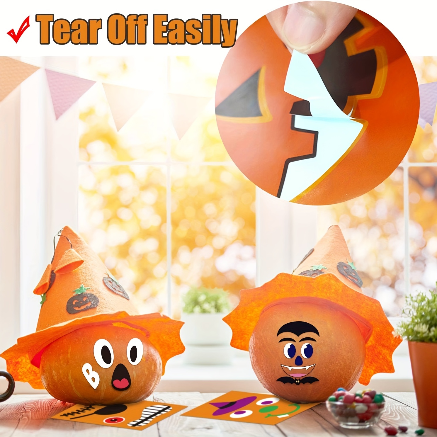 Stickers Pumpkin Face Sticker Halloween Ghost Face Sticker Trick Or Treat  Party Decoration Pumpkin Craft Stickers New