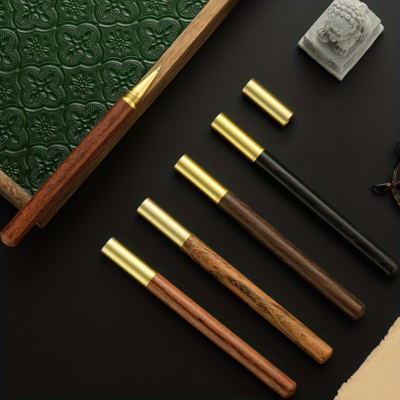 

6pcs/set Brass Ebony Stick Portable Classical Signature Pen, High-end Business Office Pen, Student Gift To Teacher