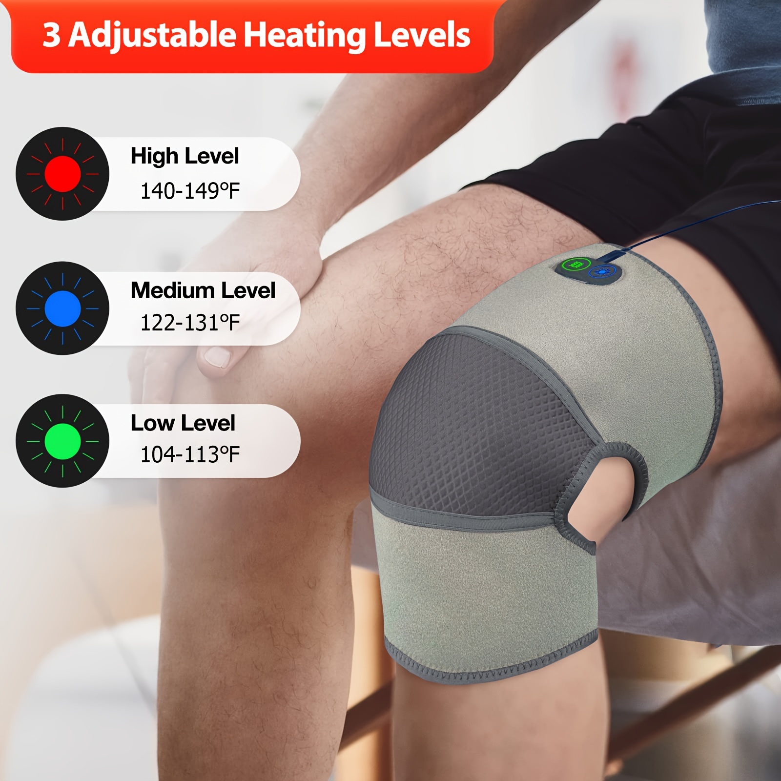 Heated Knee Brace Wrap With Massage Vibration Knee Massager - Temu