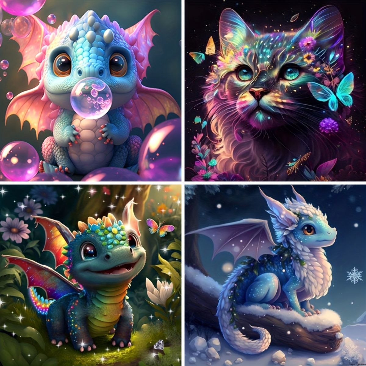 5d Diy Artificial Diamond Painting Cartoon Dragon Diamond - Temu