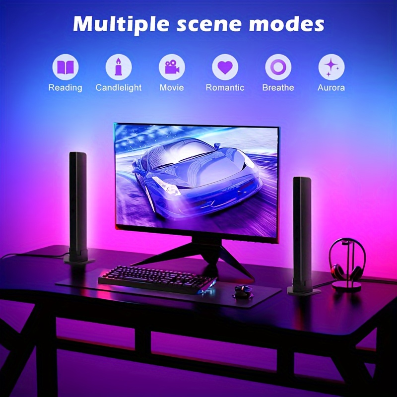 Barra luminosa a LED intelligente, lampada a barra luminosa RGB per la sala  da gioco con molteplici effetti luminosi e modalità musicali, LED TV  Retroilluminazione Intelligente per PC TV da gioco 