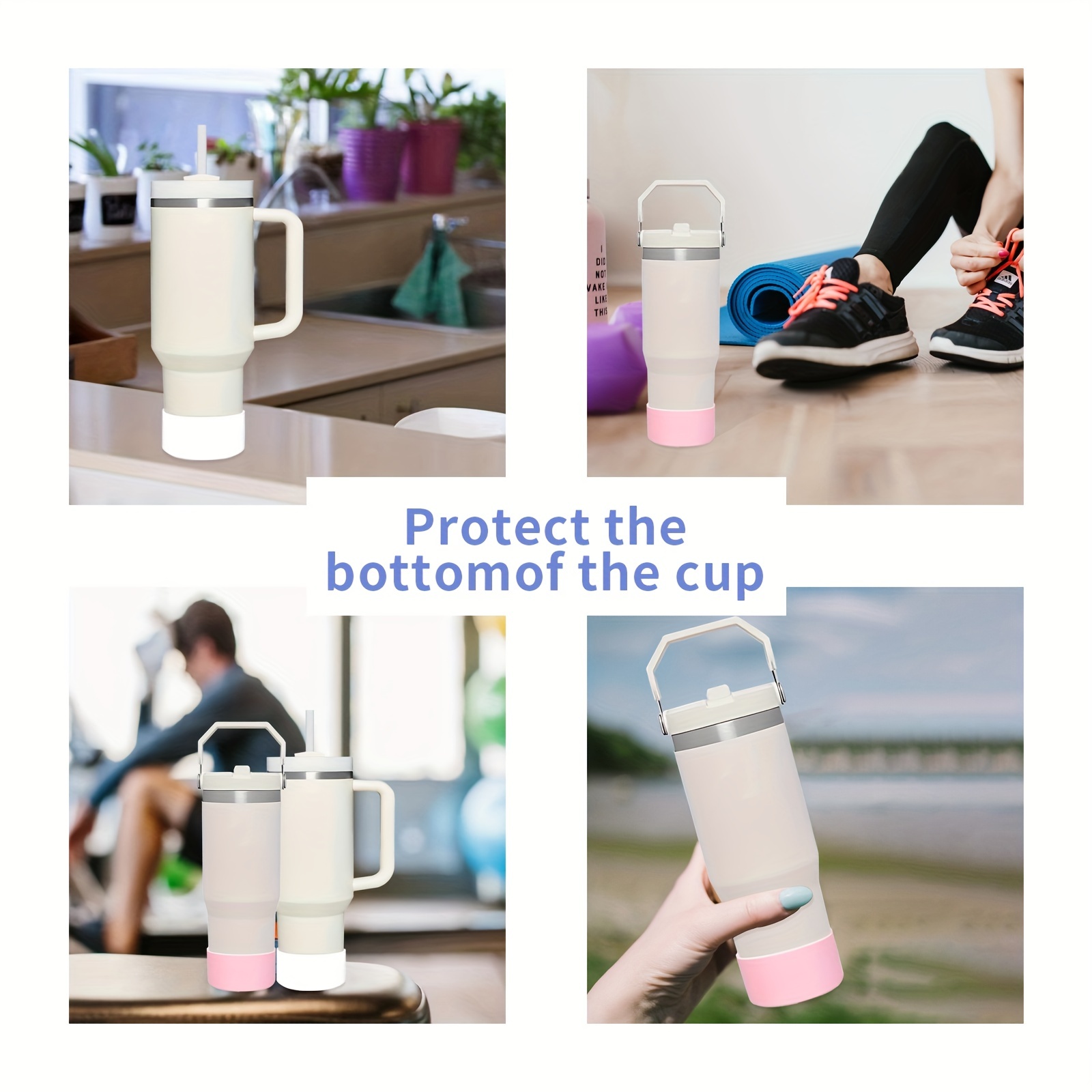 2Pcs Silicone Boot for Cup Accessories, Protector Silicone Water Bottle  Bottom Sleeve for 40 oz 30 oz Tumbler, cup Bottom Sleeve, Cup Accessories  (clear)