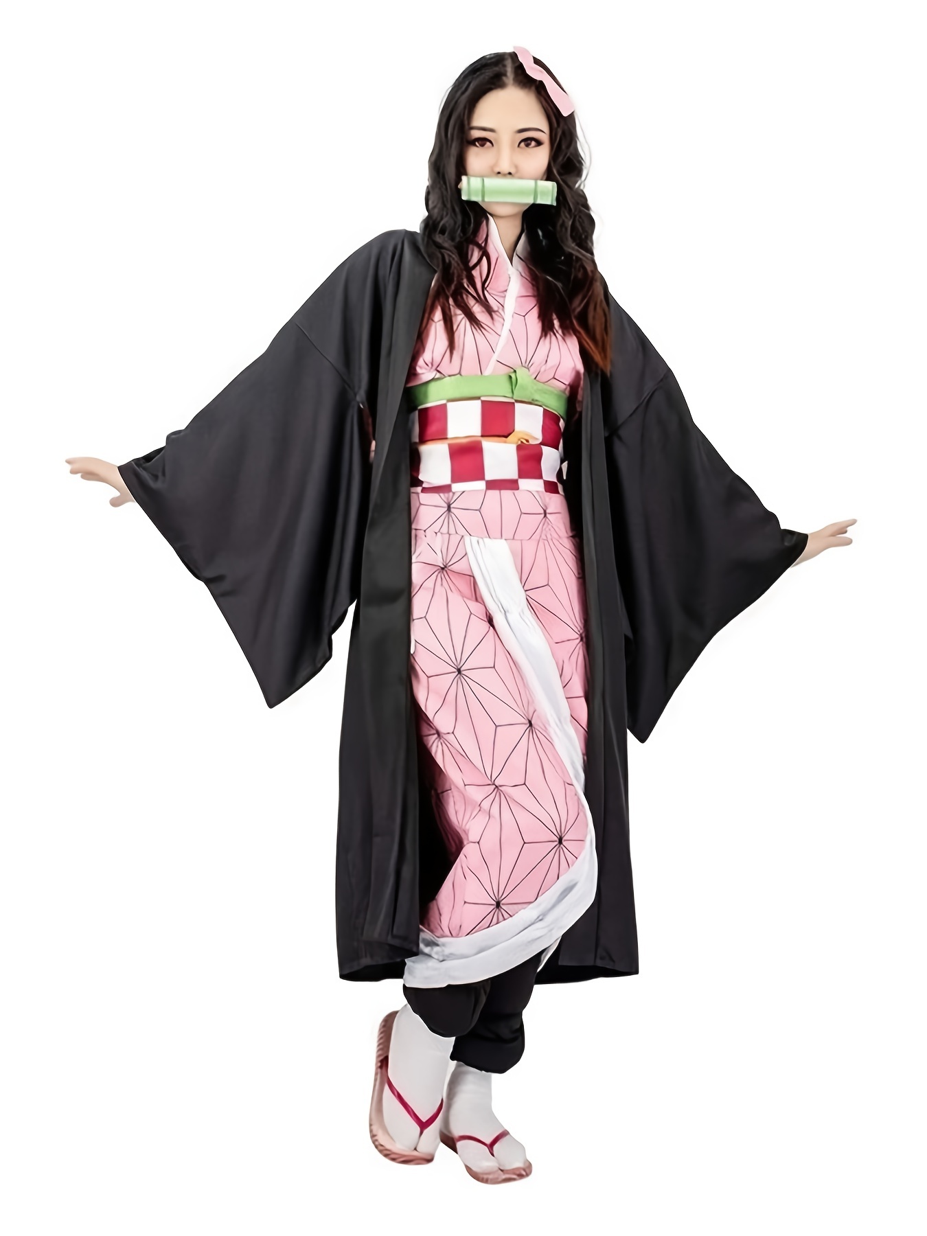 Japanese Anime Cosplay Costume Set, Graphic Print Kimono, Women's Clothing