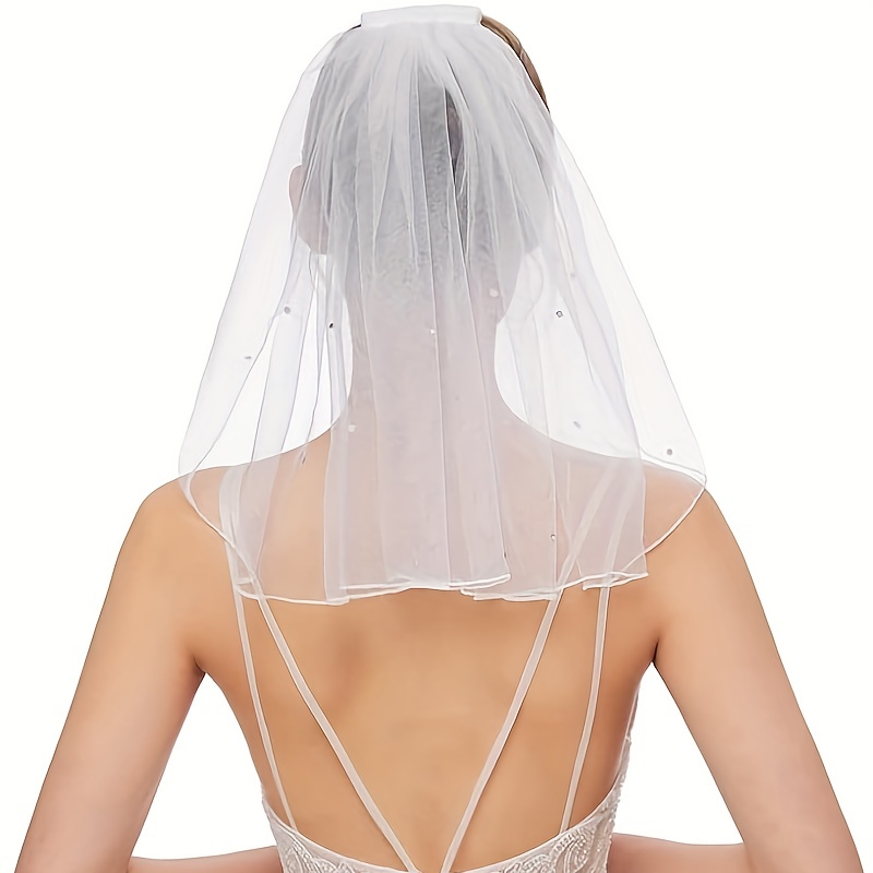 2-Tier Veil with Bow, Ivory Bow Veil, Bachelorette Party Bride to