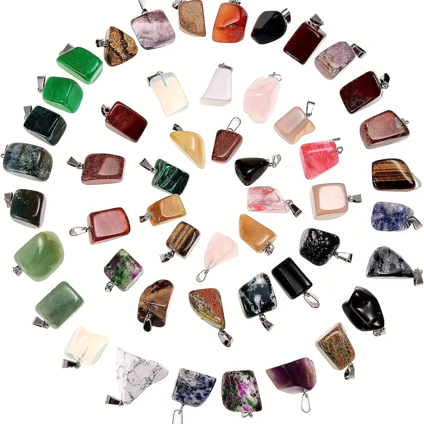 

50pcs Mixed Random 50 Colors Crystal Stone Beads Pendants Quartz Charms With Storage Bag For Elegant Upscale Necklace Bracelet Earrings Keychain Jewelry Making