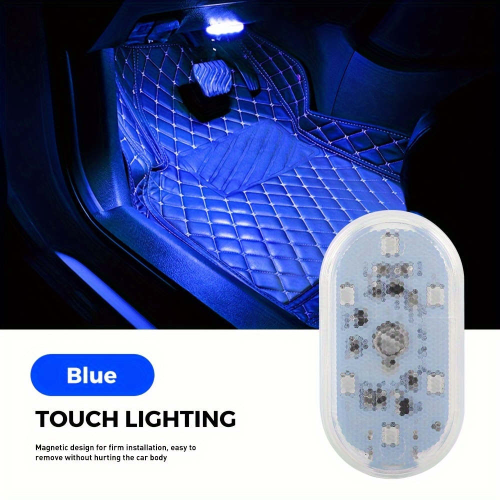 2Pcs Car Wireless LED Light Interior Sensor Auto Ambient Charge USB Lamp