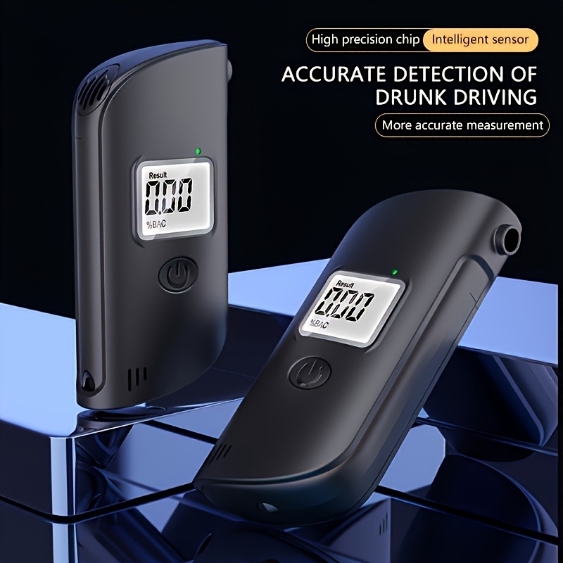 Éthylomètre avec écran LCD rétroéclairé bleu, alcootest portable pour  tester l'alcool, testeur d'alcoolémie portable avec 15 embouts buccaux pour  usage personnel 